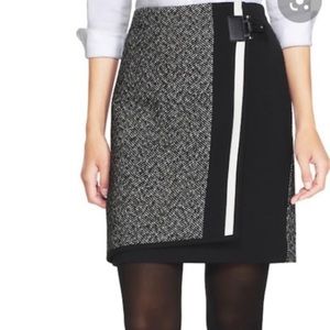 White House Black Market Womens Houndstooth Tweed Career Skirt With Buckle